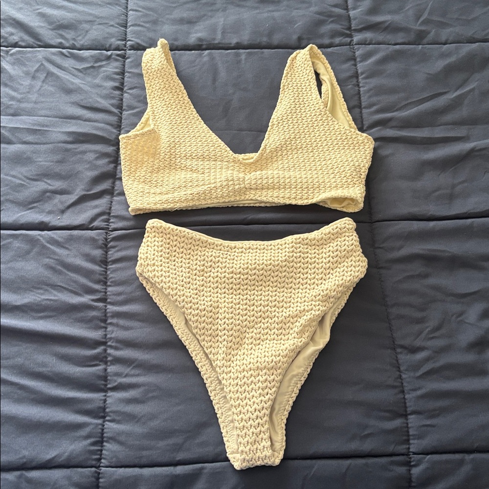 Montce Yellow Textured Bikini Set